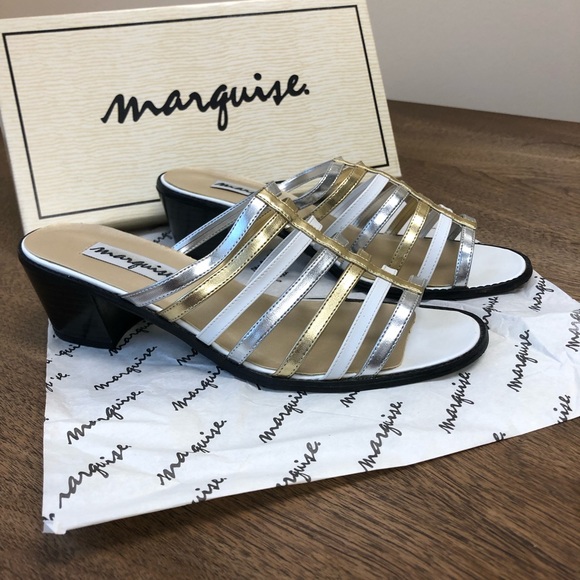 Marquise open toe sandals. Gold and silver. Size 8. Like new. - Picture 3 of 4